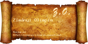 Zimányi Olimpia névjegykártya